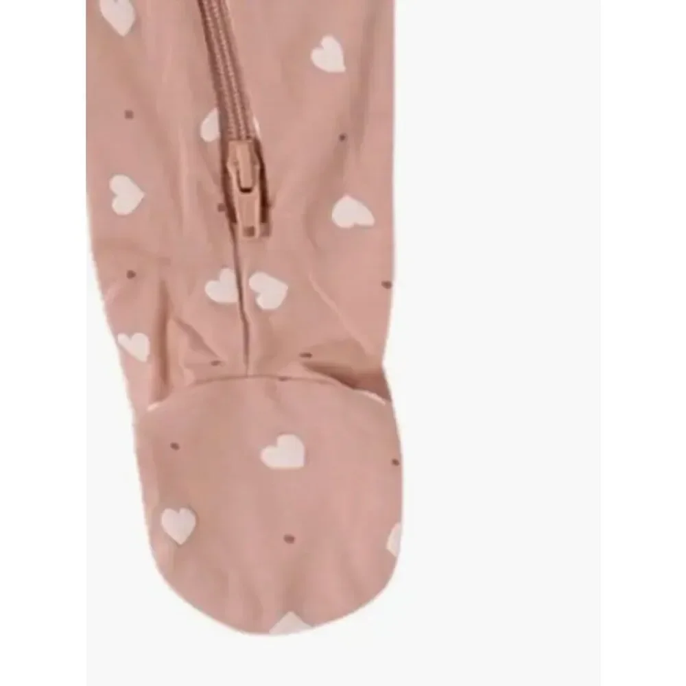 Quincy Mae pink hearts bamboo footie size Newborn